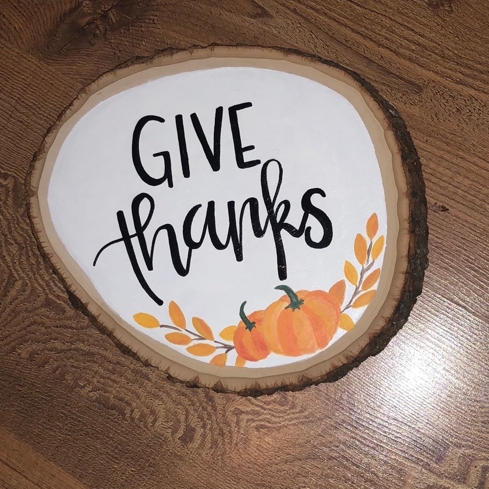 Hand painted wood slice decor